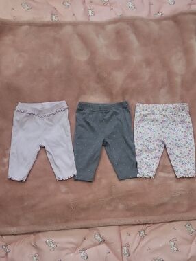 3-Pack Girls' Stretch Knit Leggings - Lavender, Blue & Floral